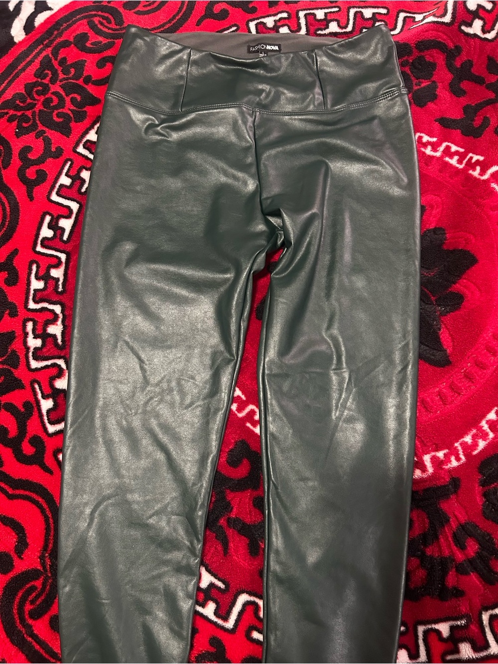 Fashion Nova Forest Green Faux Leather Leggings